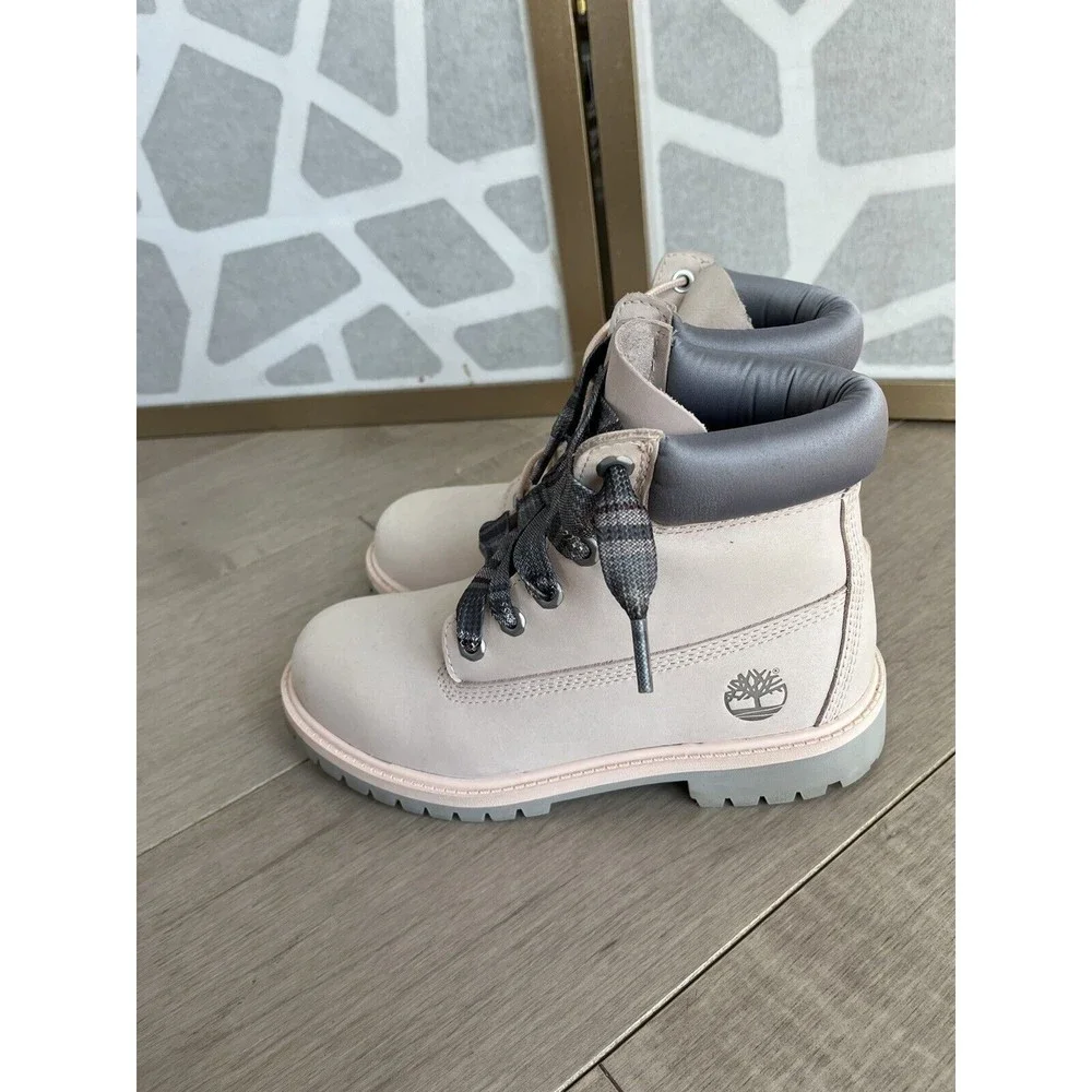 Timberland 6IN Premium Waterproof Sz 4 Junior Big Girls Pink Boots A2F6D Leather